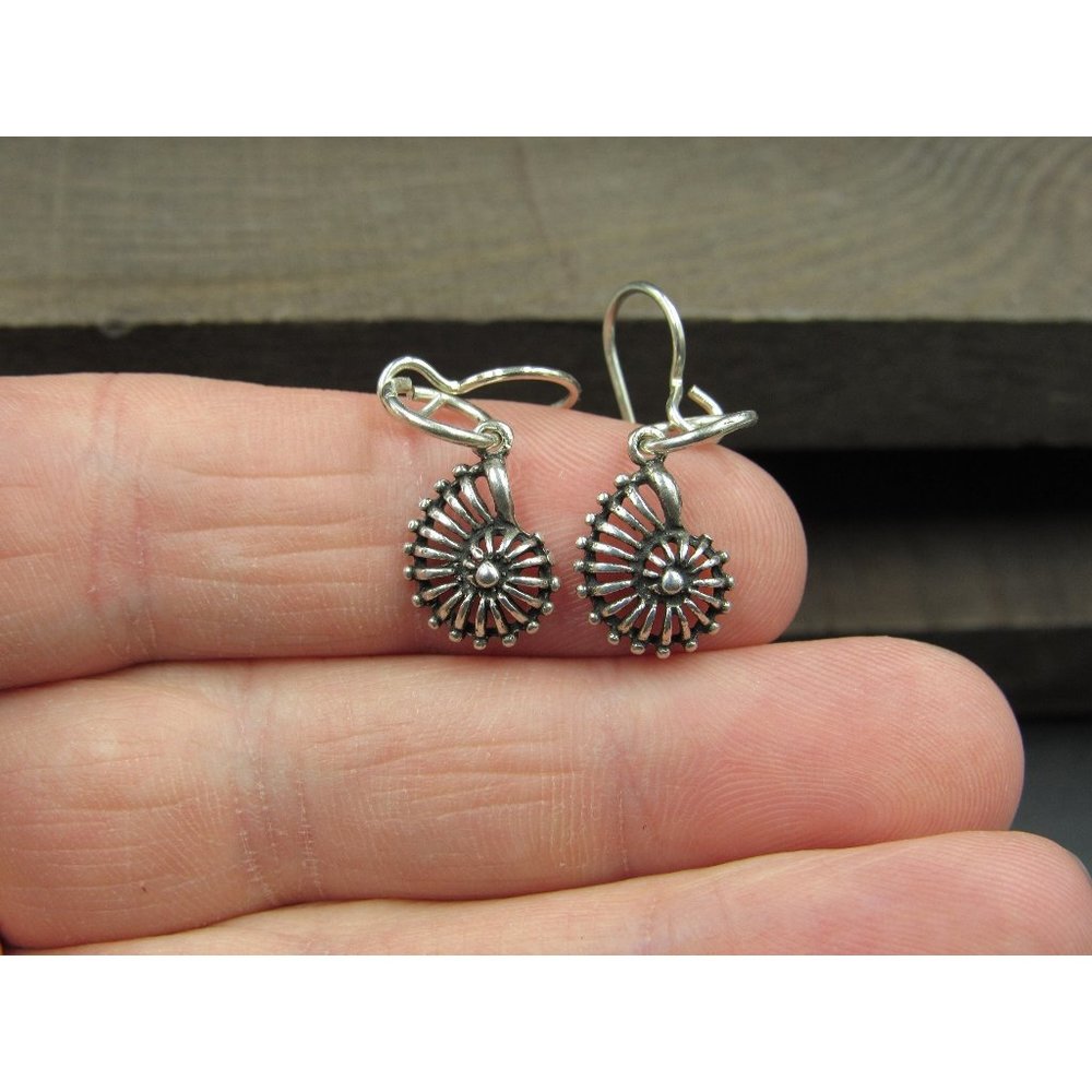 Sterling Silver Dark Style Fossil Design Earrings